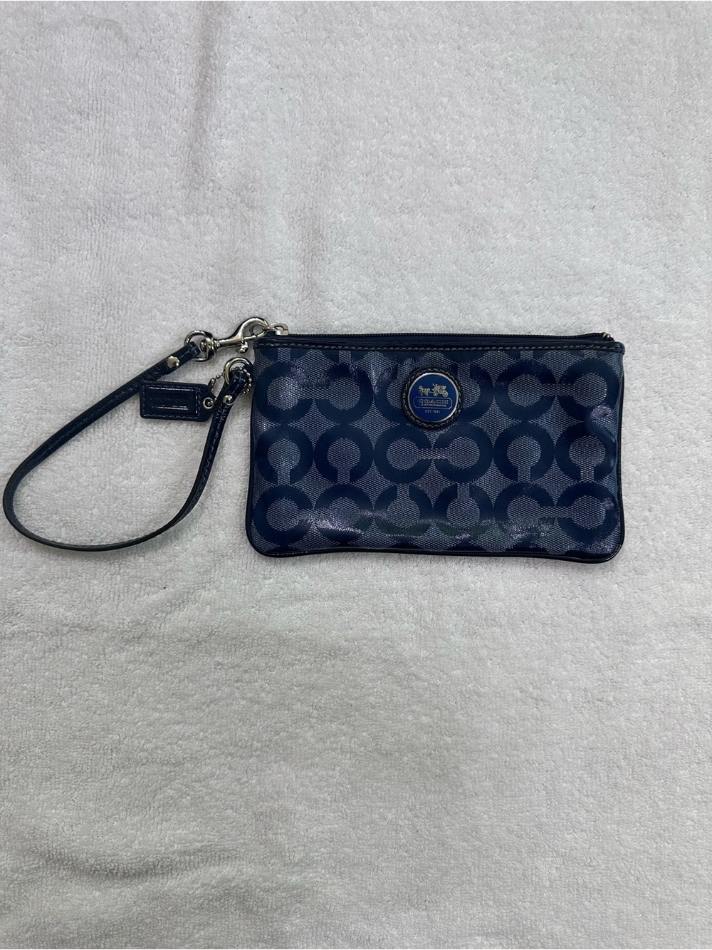 Coach Navy and Black Signature C Wristlet